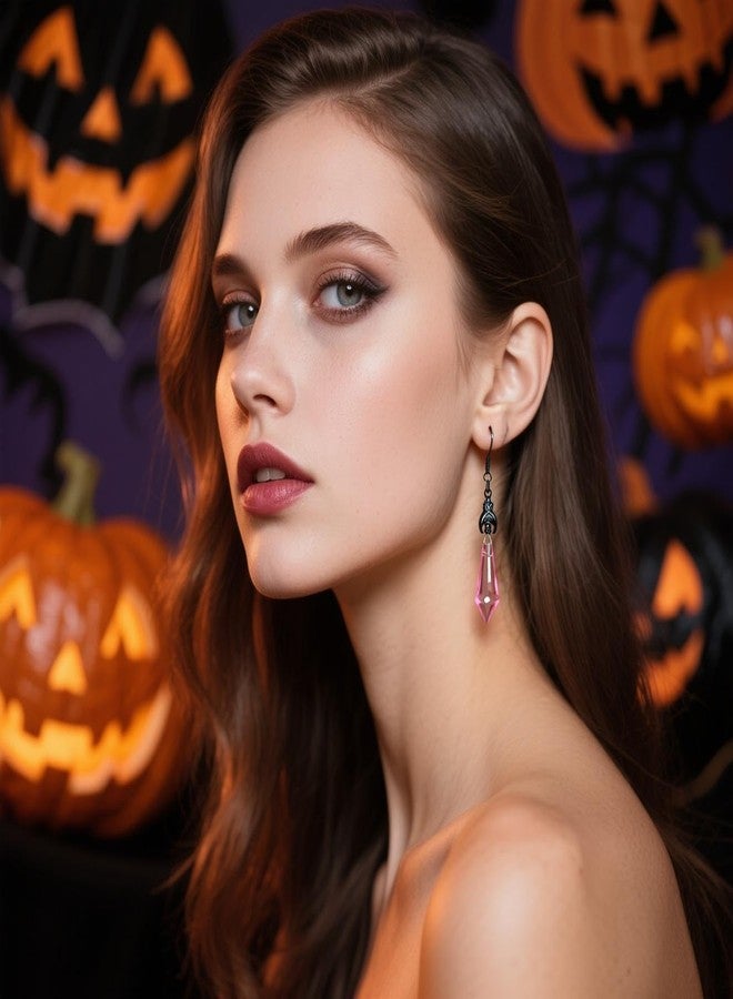 Lookray Gothic Dark Bat Earrings for Women Red Black Zirconia Vampire Earrings Halloween Witch Halloween Jewelry Vampire Dress Cosplay Costume Accessories (Style-H) - Image 3